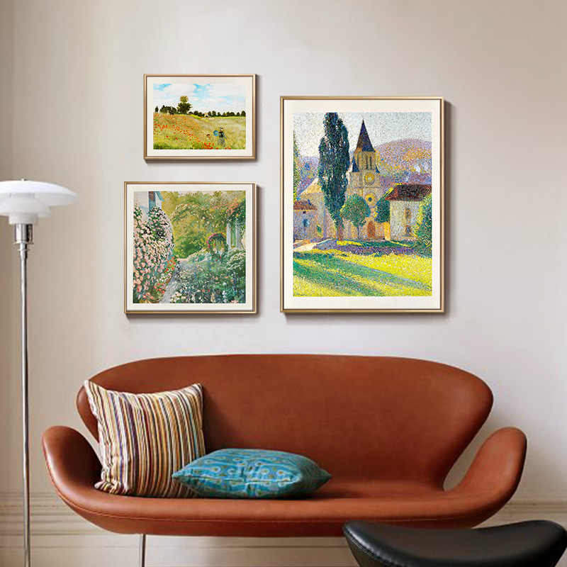 上品印画 亨利马丁房子和树 欧式沙发背景墙客厅挂画装饰画墙壁画