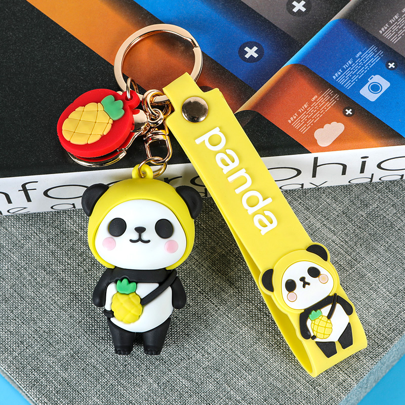 2022熊猫可爱卡通立体吉祥物钥匙扣网红小熊猫卡通钥匙挂件精致女