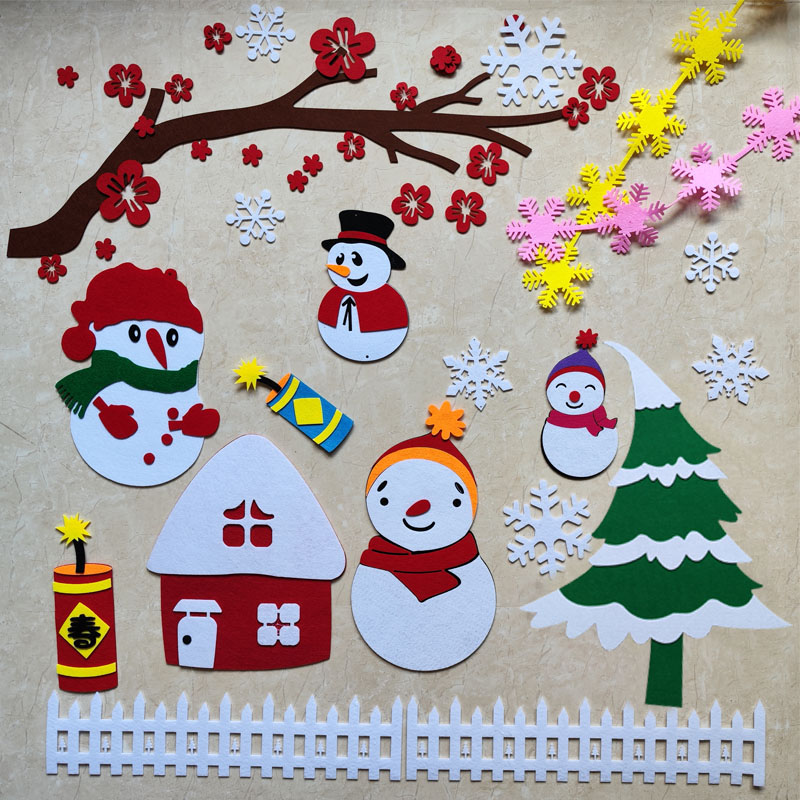 元旦新年圣诞节环创装饰墙贴幼儿园雪人黑板报冬天主题文化墙布置