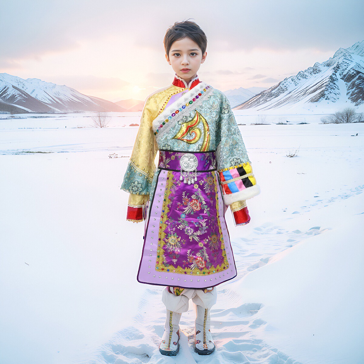 租赁儿童礼服男童民族风唱歌演出服快乐阳光卡拉OK歌唱藏族蒙古族