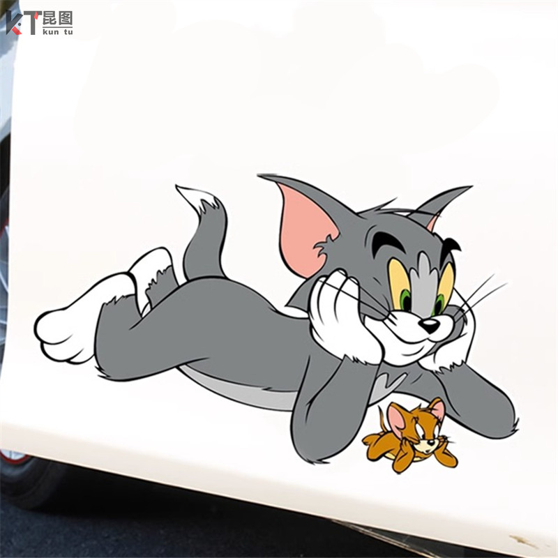 猫和老鼠车贴可爱个性车门装饰划痕遮挡立体卡通防水车贴汽车贴纸