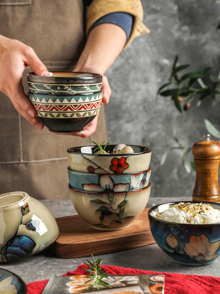 舍里日式窑变釉餐具陶瓷碗家用米饭碗个人专用特别好看的饭碗套装