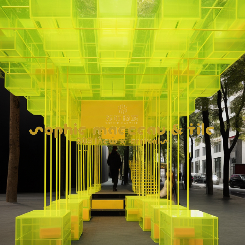 新型环保装饰材料定制荧光盒子创意艺术装置公共空间设计