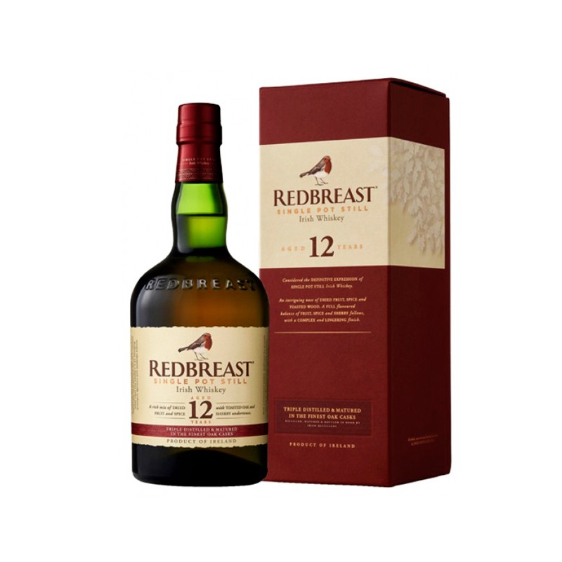知更鸟12年Redbreast罗缤之舞熟成单一壶式蒸馏爱尔兰威士忌 洋酒