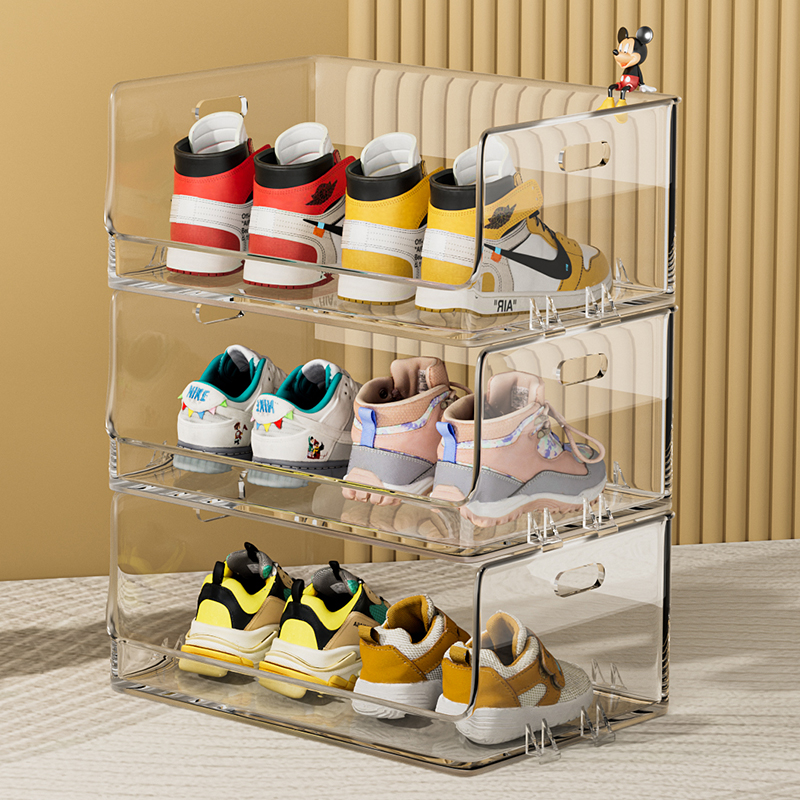 儿童宝宝鞋架子加厚透明鞋柜鞋盒塑料大号简易家用整理收纳置物架
