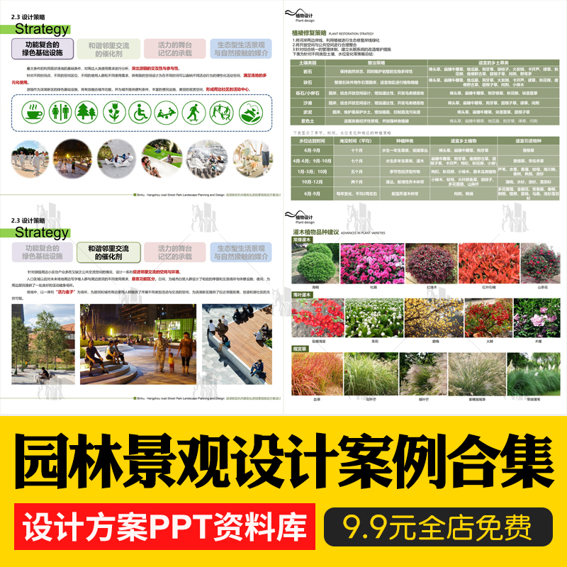 公园规划设计案例文本城市绿地园林景观植物作品方案PPT资料合集