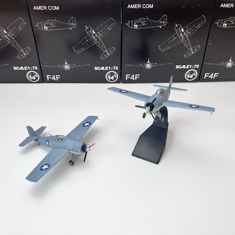 AMER 1/72二战美军F4F野猫舰载机战斗机军事静态合金模型摆件玩具