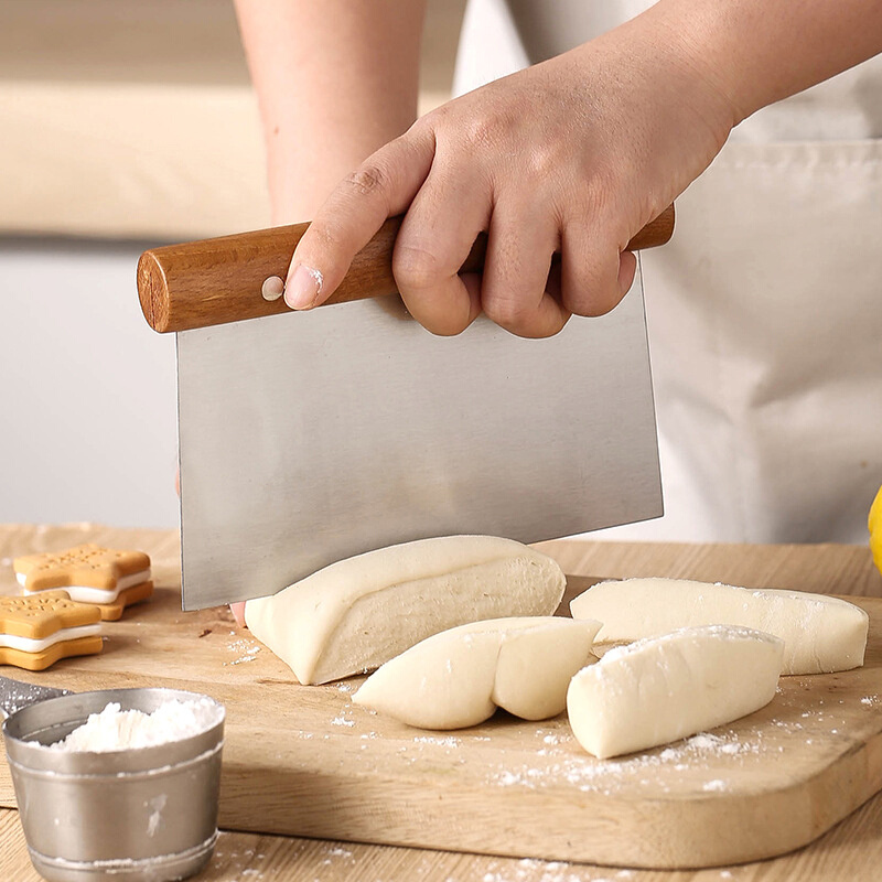 榉木手柄不锈钢切面刀刮板面团刮刀煎饼蛋糕奶油烘焙厨房专用工具