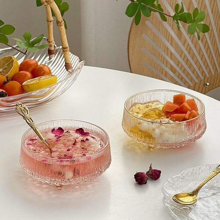 玻璃甜品碗碟套装高颜值燕窝银耳羹碗精致小碗糖水碗酸奶绵绵冰碗