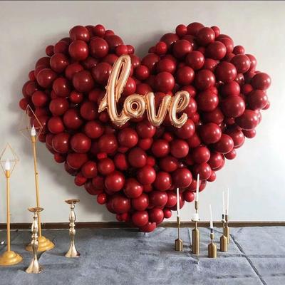 6寸10寸单层石榴红尾巴气球 结婚婚庆装饰宝石红爱心造型针尾气球