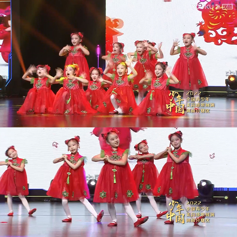 现货速发六一中国红梦娃舞蹈服喜庆开门红新年福娃过年冰糖葫芦舞