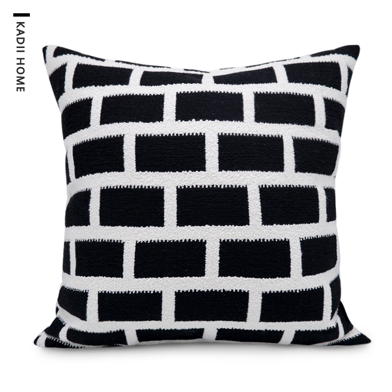 意式极简Minotti沙发抱枕现代轻奢高级感黑白几何样板间别墅靠枕