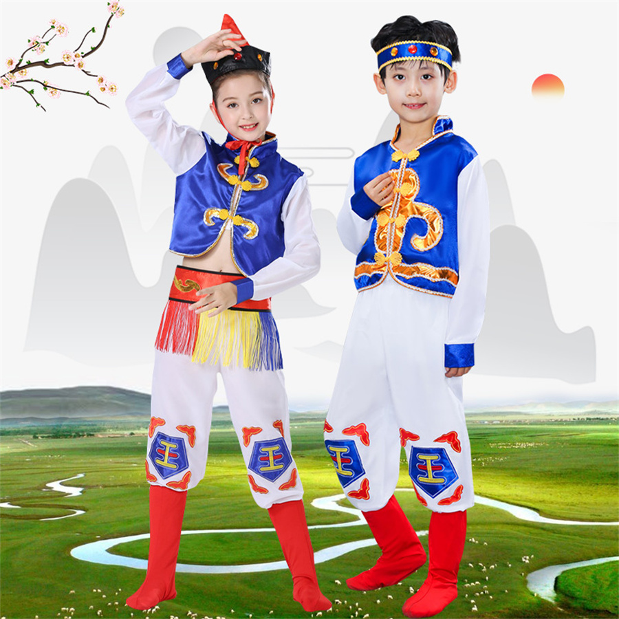 马蹄哒哒六一演出服儿童蒙古服男女童少数民族服装新款筷子舞服装