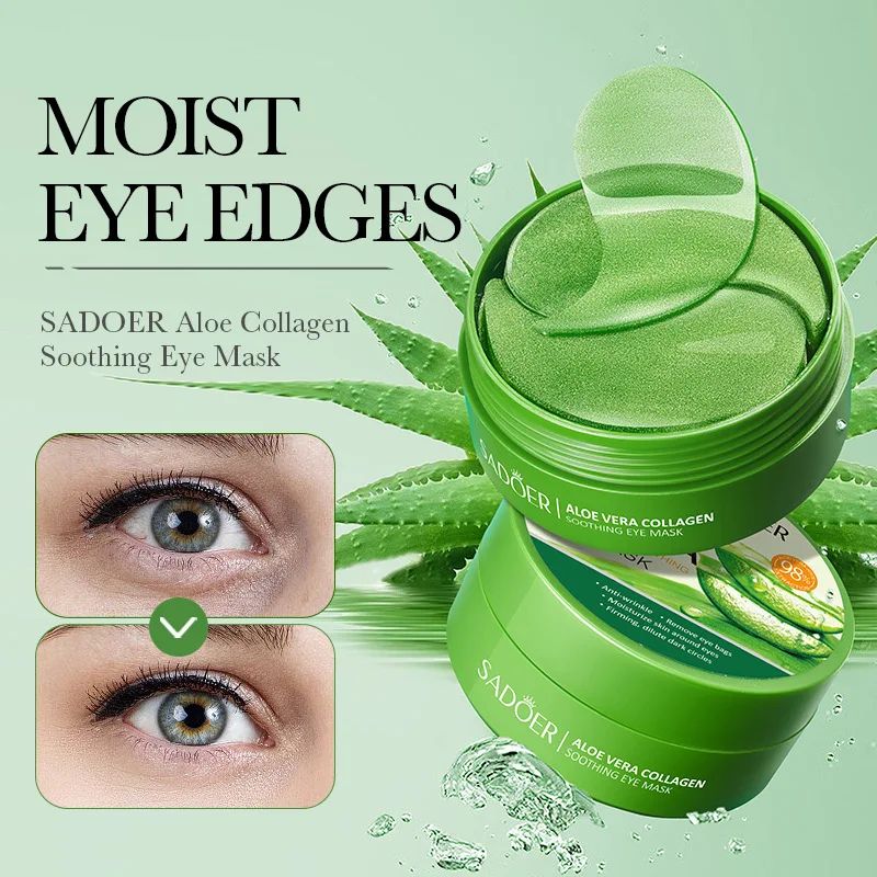 60PCS=30 Pairs Aloe Vera Eye Mask Anti Aging Moisturizing Co
