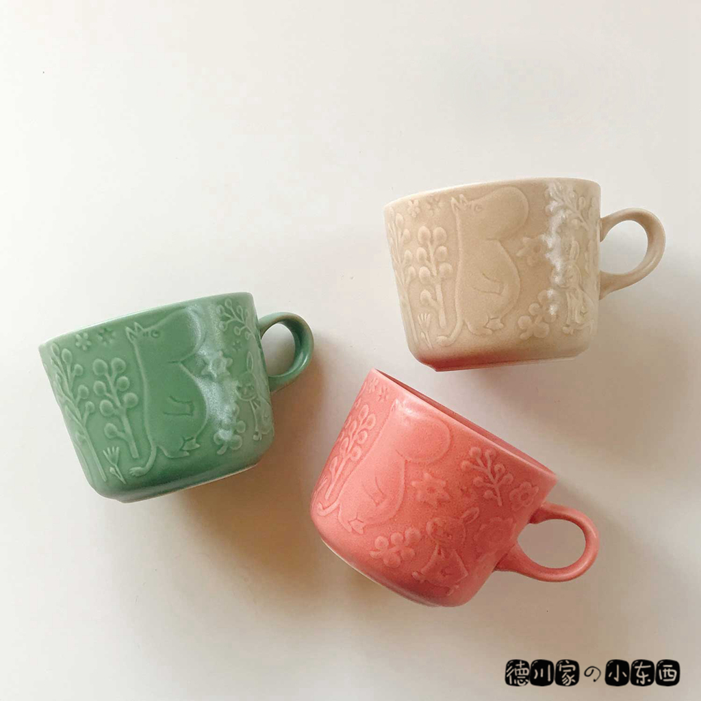 日本代购 Moomin 姆明一族 红色 绿色 卡其色 陶瓷 马克杯 咖啡杯