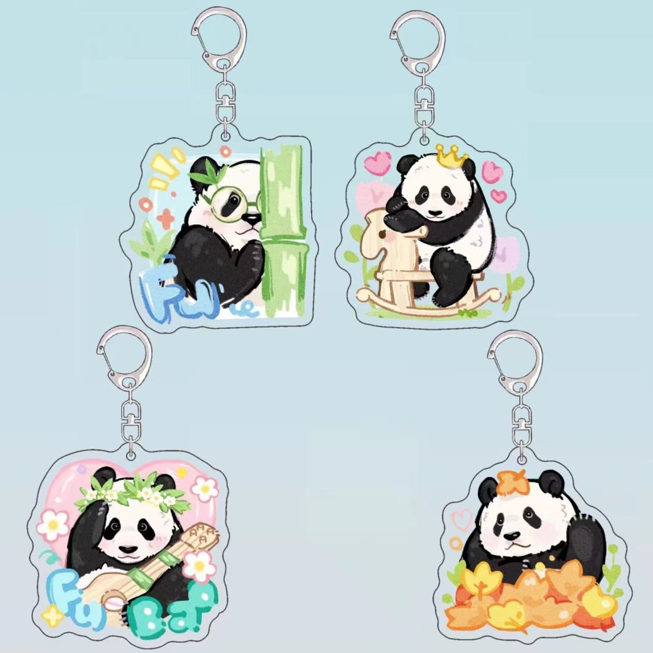福宝钥匙扣挂件抖音网红熊猫熊猫萌兰可爱头像动物熊猫毛绒玩偶