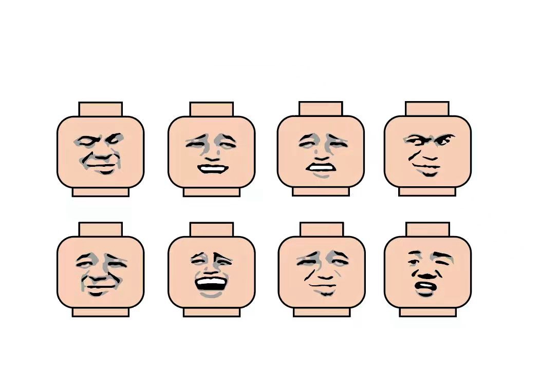 国产积木搞笑表情包emoji拼装积木人仔第三方配件玩具BQ003-005