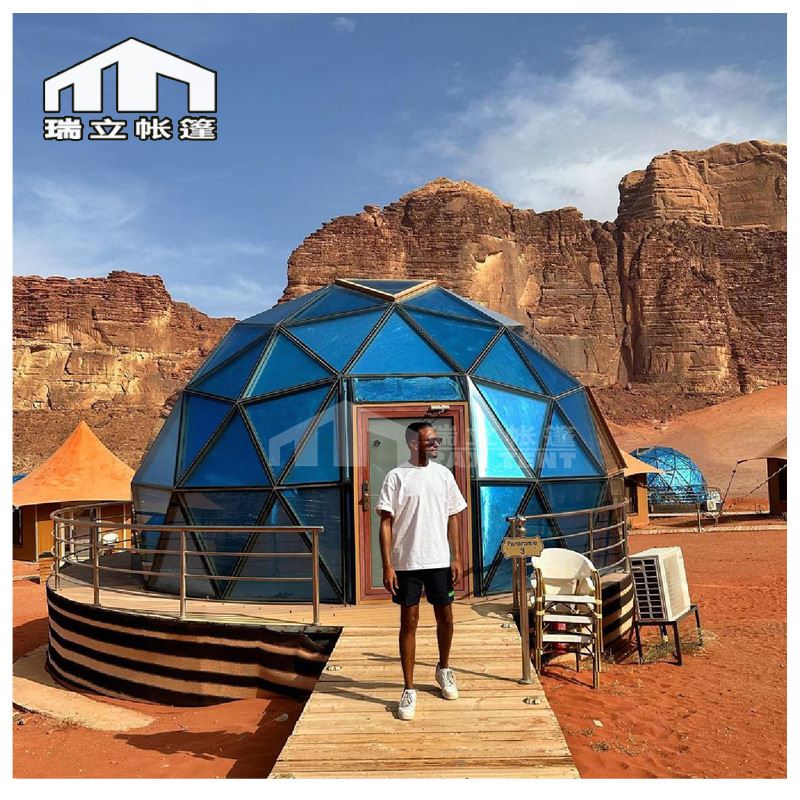 内部豪华球形帐篷酒店沙漠营地高端酒店帐篷铝合金框W架玻璃星空