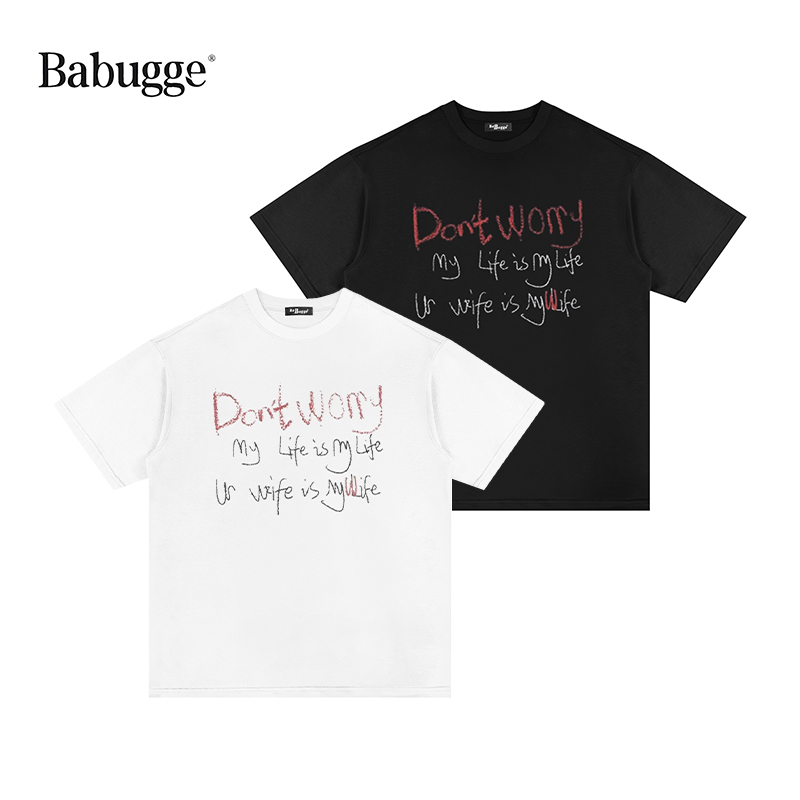 「Babugge」夏季创意英文含义字母印花短袖男女同款T恤上衣