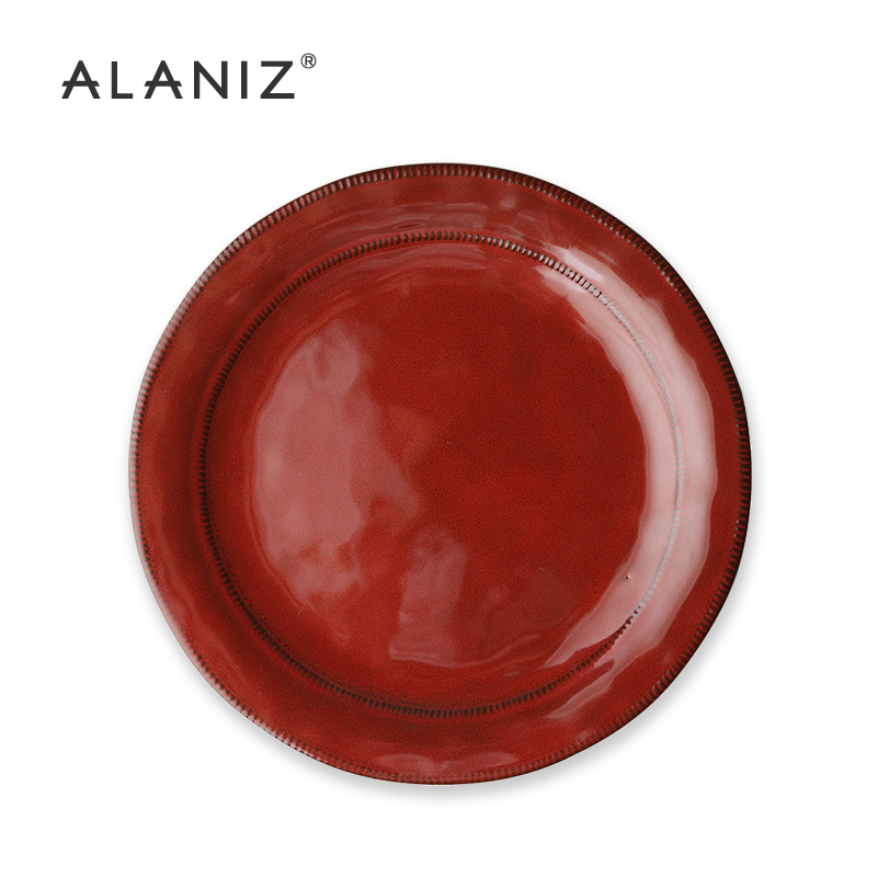 alaniz南兹釉下彩隐红色盘子创意家用牛排餐盘陶瓷网红餐盘菜盘