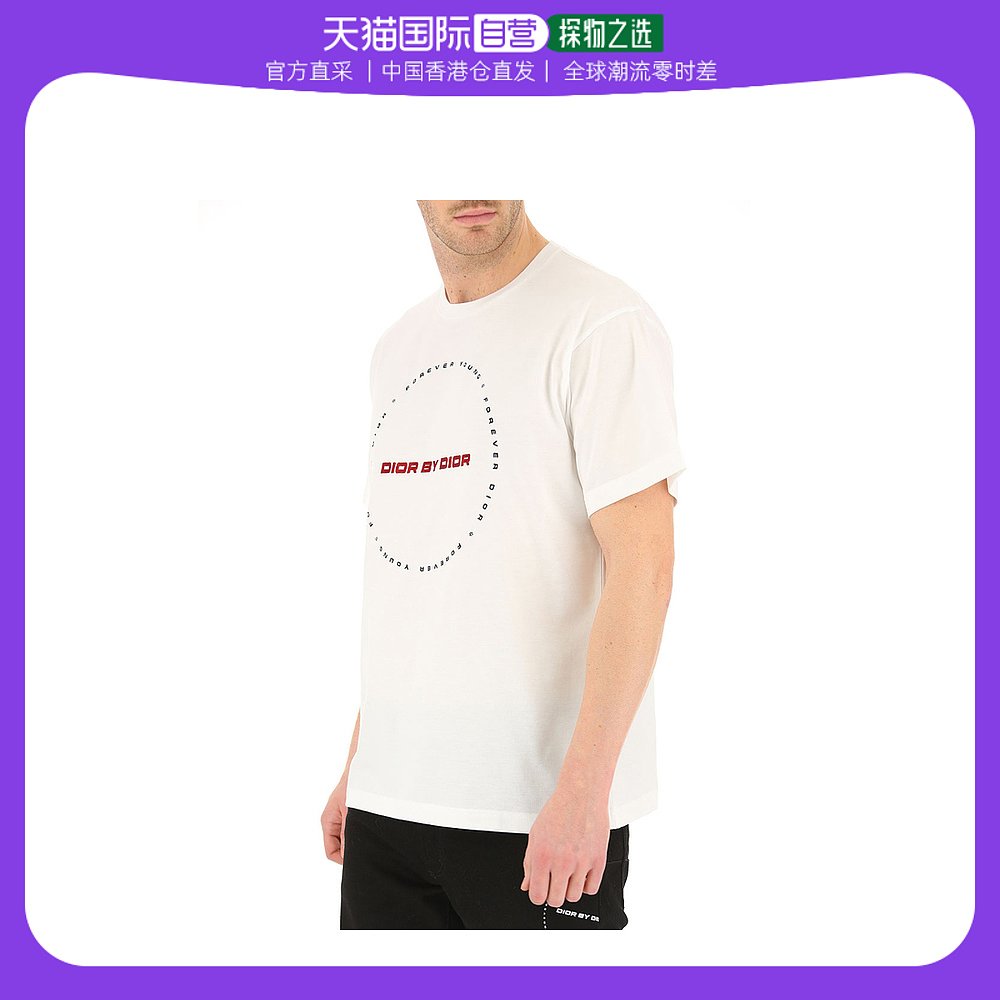 香港直邮DIOR HOMMEDior Homme 男士白色棉质圆领短袖T恤 863J611