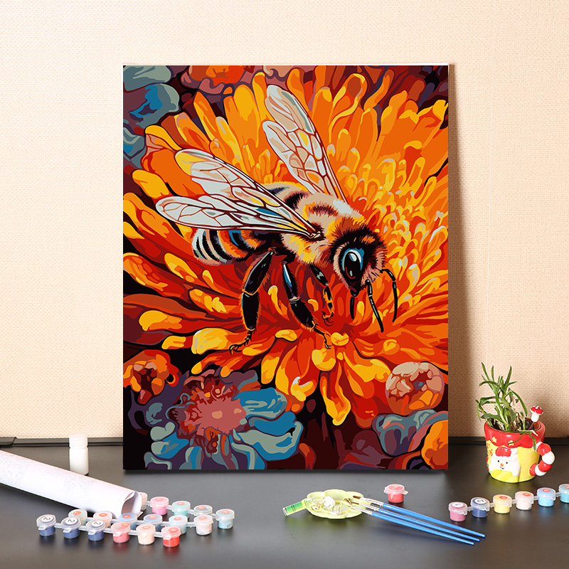 数字油画diy手工填充大蜜蜂采蜜客厅卧室装饰画手绘涂色油彩画画