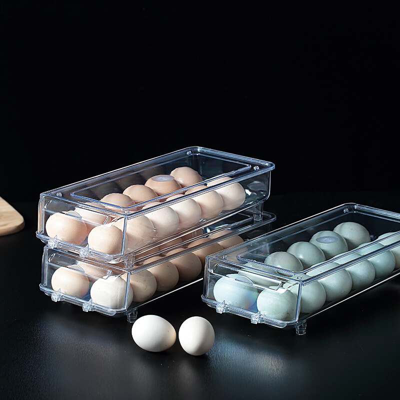 鸡蛋盒收纳盒放冰箱的保鲜家用滚蛋塑料鸡蛋盒滚动鸭蛋盒子大