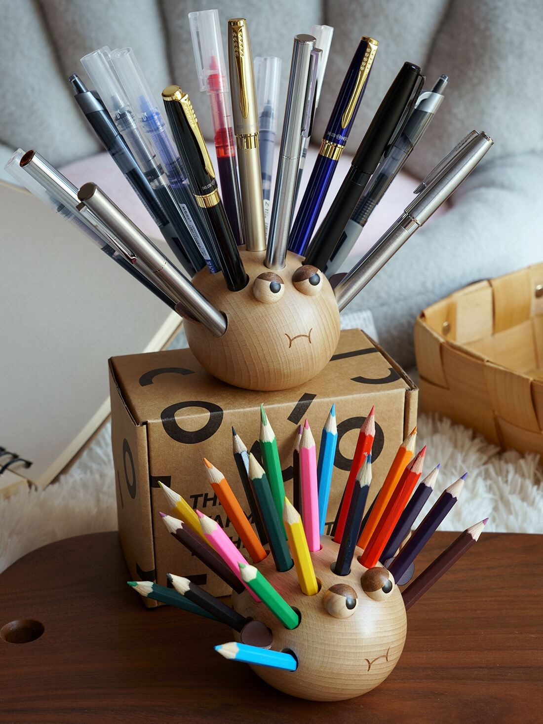 生气的河豚笔筒是什么可爱实木刺猬笔插儿童生日开学仪式感礼物