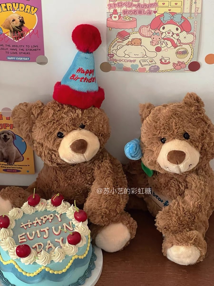 生日帽礼物熊公仔泰迪熊毛绒玩具送花小熊可爱抱枕情侣熊玩偶礼物