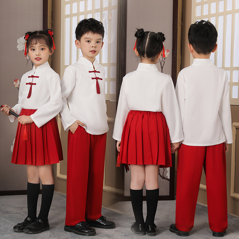 儿童表演服中国风六一演出服中小学生合唱服儿童诗歌朗诵爱国服装