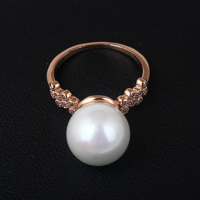 欧美时尚微镶水钻珍珠食指戒指女日韩版夸张个性装饰指环潮人饰品