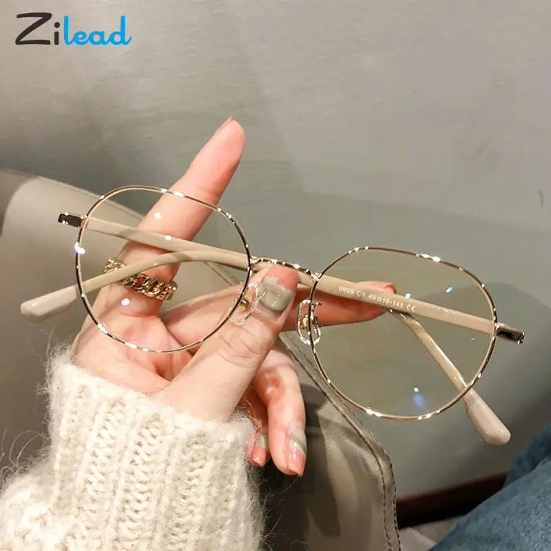 Zilead Anti Blue Light Metal Polygons Myopia Glasses Women M