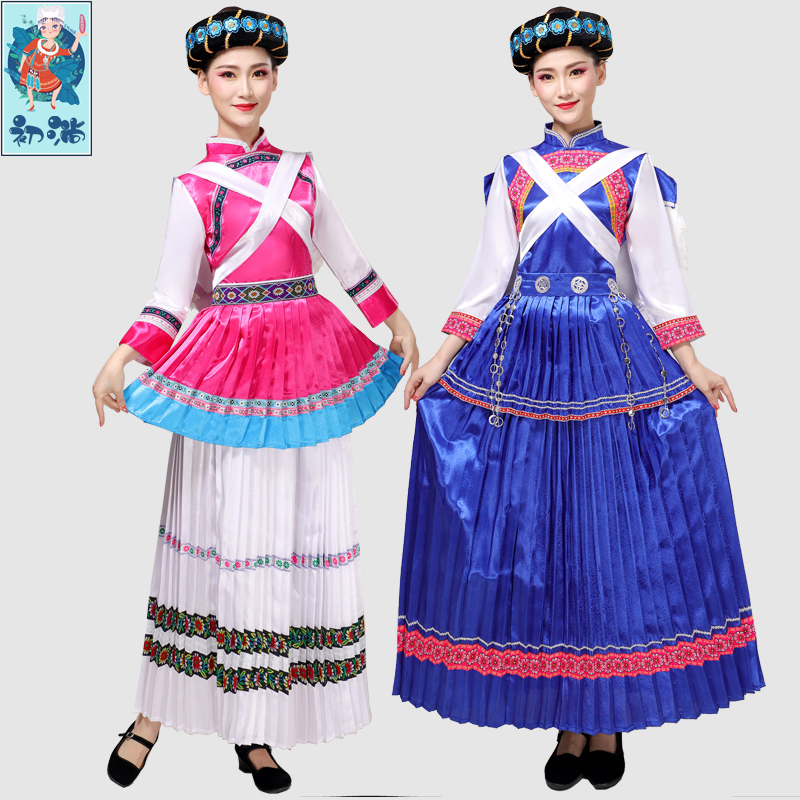 纳西族民族e服装傈僳族裕固族毛南族云南少数民族演出服装女