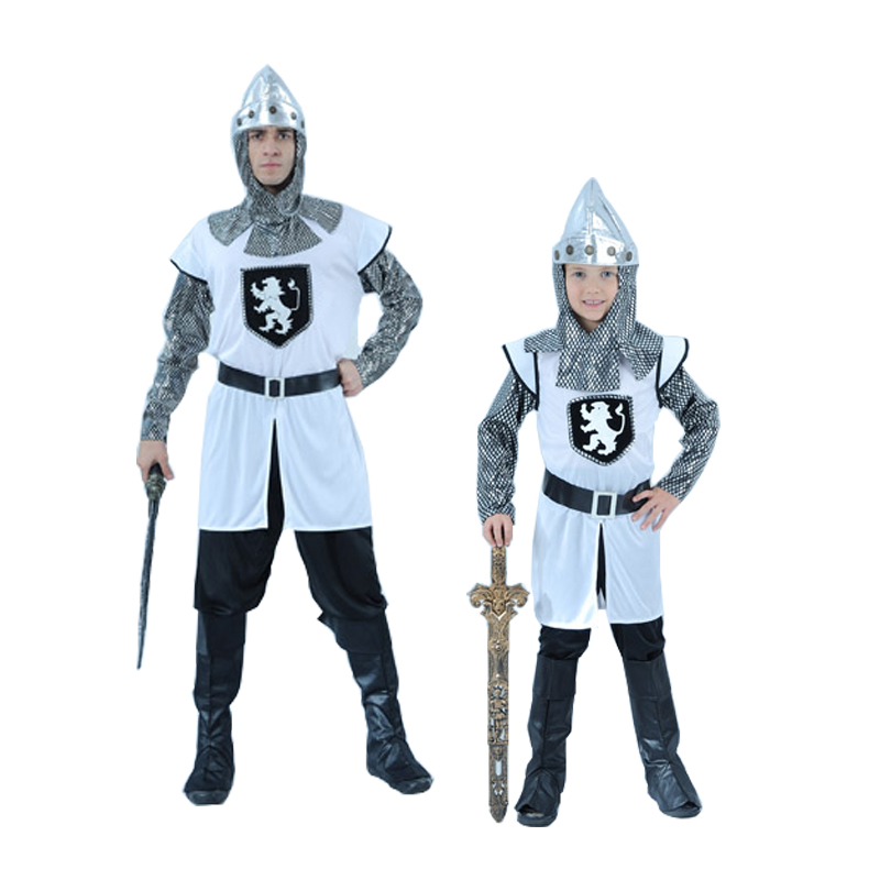 万圣节成人COS希腊国王士兵衣服 儿童男古罗马中世纪骑士亲子服装