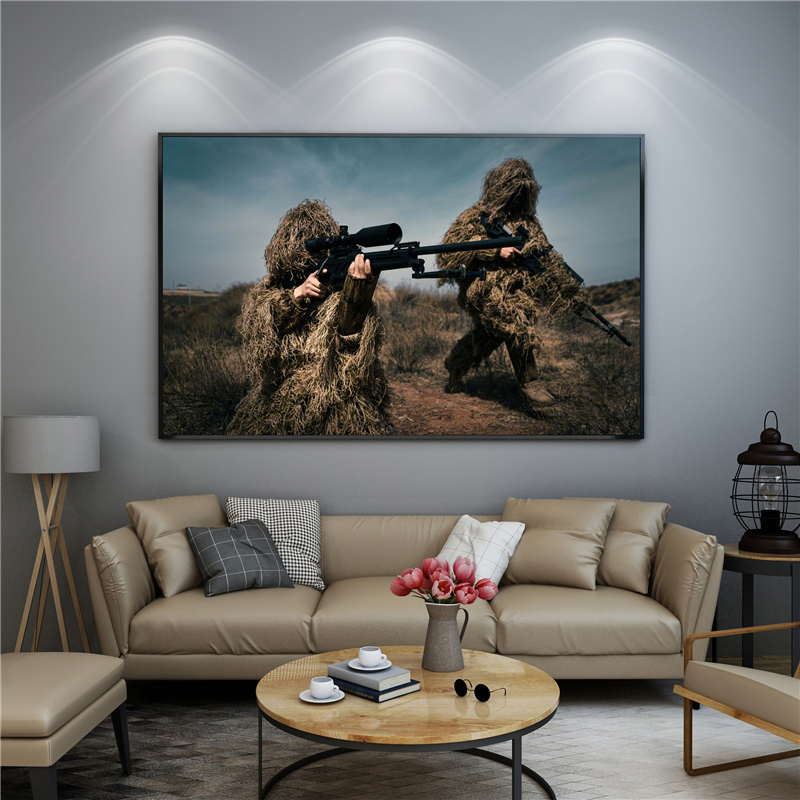 军事主题特种狙击手军旅挂画吉利服军人作战壁画军迷装备店装饰画