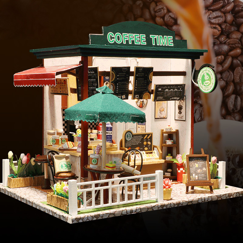 diy小屋咖啡屋甜品店手工制作房子玩具模型成人拼装61儿童节礼物