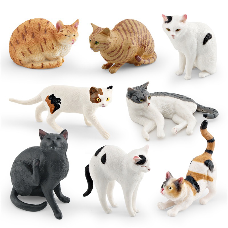 跨境仿真宠物猫咪动物模型三色猫美国短毛猫橘猫黑猫桌面摆件玩具