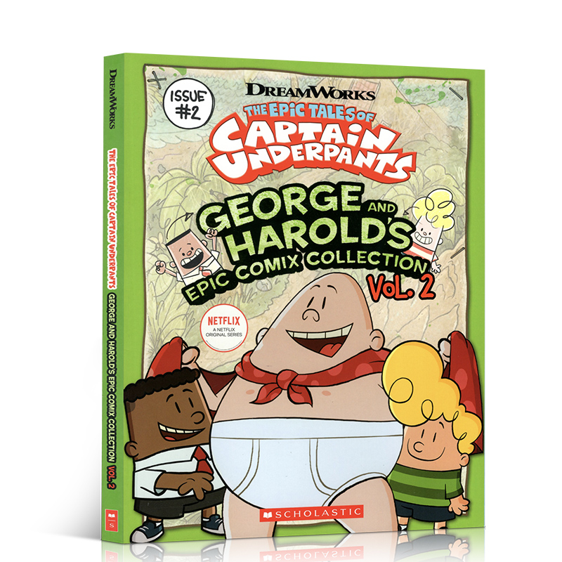 英文原版进口 Captain Underpants George and Harold's Epic Comix Collection Vol. 2内裤超人队长 儿童英语章节桥梁全彩漫画书