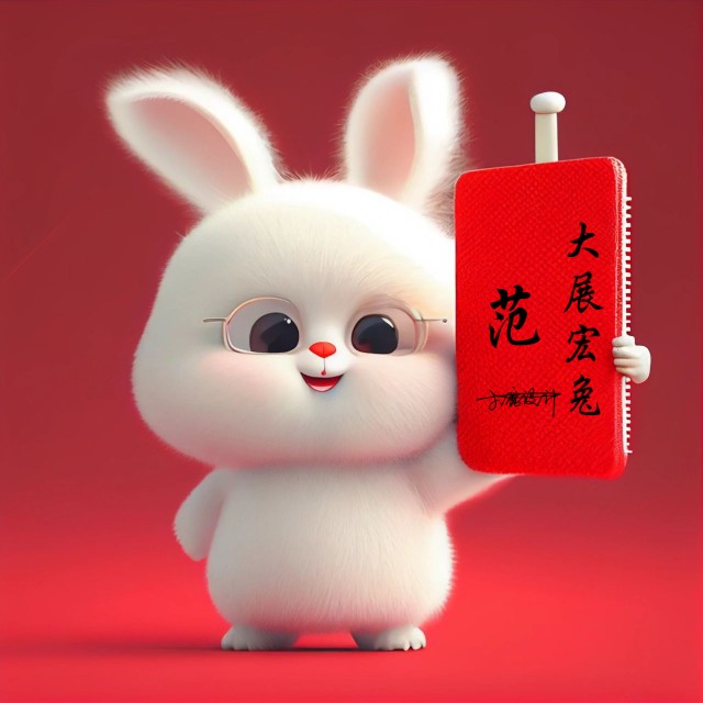 2023新年喜庆红色可爱卡通兔年微信抖音头像姓氏谐音梗头像制作