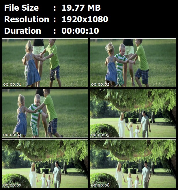 外国孩子大人草地玩耍一家四口幸福家庭散步高清实拍视频素材