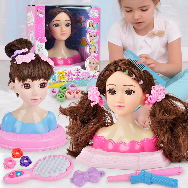 女孩芭洋比娃娃儿童仿真头模半身可化妆编发美妆公主学扎头发玩具