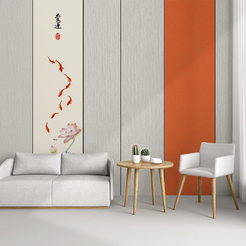 新中式电视背景墙壁纸客厅九尾鱼墙纸影视墙墙布卧室沙发装饰壁画