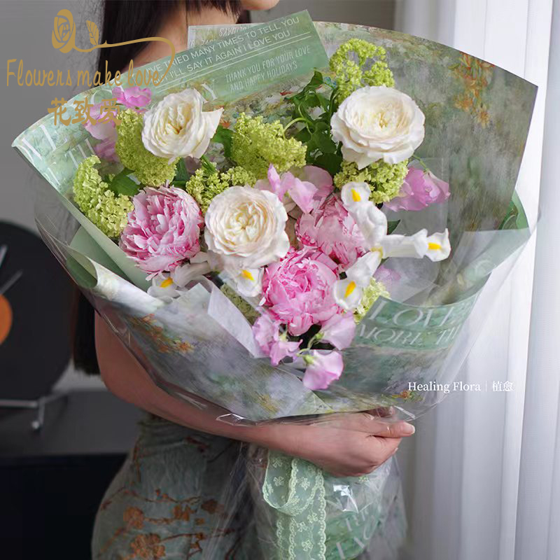 母亲节520予她油画系列郁金香鲜花包花纸花艺礼物包装纸花束背景