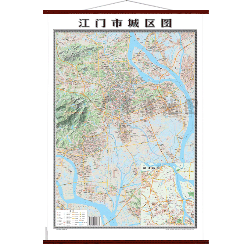 2022新版 江门市城区图 1.1x1.6米精装地图挂图 政区地形