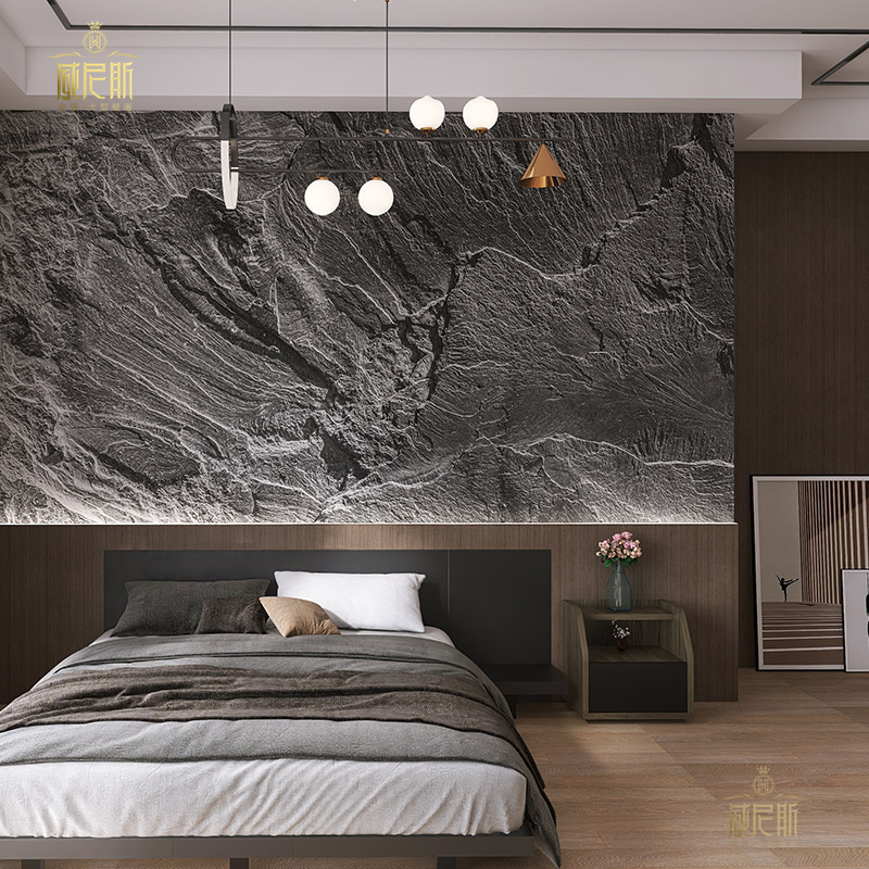 3d立体浮雕工业风电视背景墙壁纸高级感个性艺术卧室装饰环保壁布