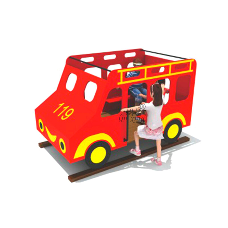 儿童PE塑料板组合卡通119消防车主题公园滑梯火警幼儿园玩具定做