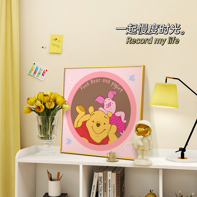 维尼熊和皮杰卡通动漫可爱装饰画客厅玄关儿童房摆画挂画卧室挂画