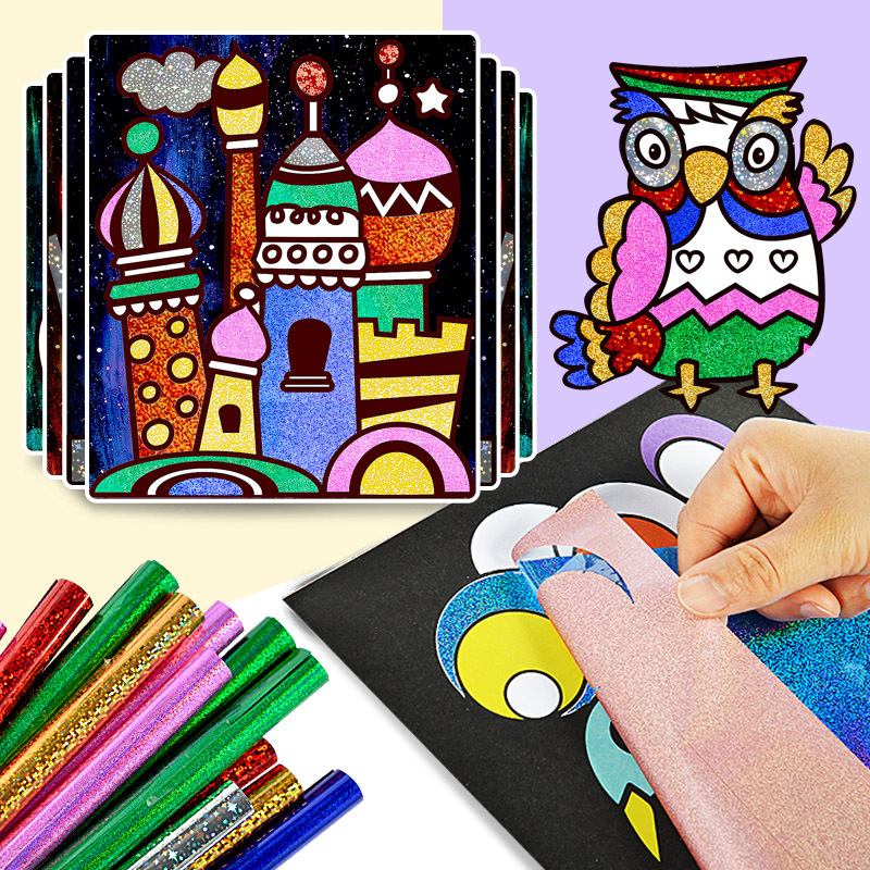 斑彩魔幻艺术贴纸填色刮画儿童可爱梦幻主题创意简单手工亲子益智