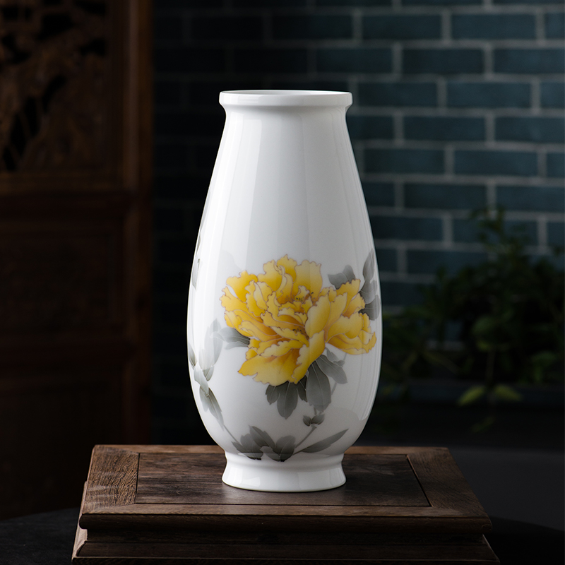 千红窑 中式陶瓷小花瓶艺术彩绘作品插花新中式客厅摆件花瓶