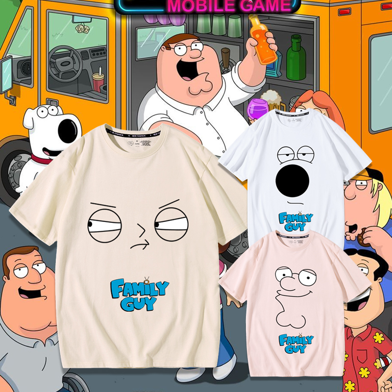 美剧Family Guy联名恶搞之家短袖t恤男夏季宽松圆领纯棉学生半袖